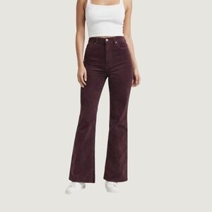 Levi's Ribcage Boot Womens 30 Burgundy Corduroy High Rise Boho Minimalist Pants